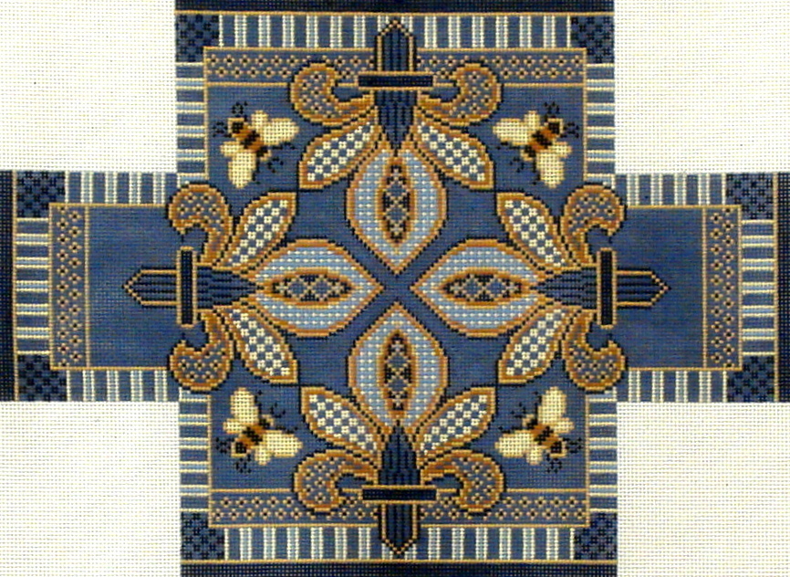 Blue Fleur de Lis Brick Cover (Hand Painted by Canvasworks) 18*BC33B