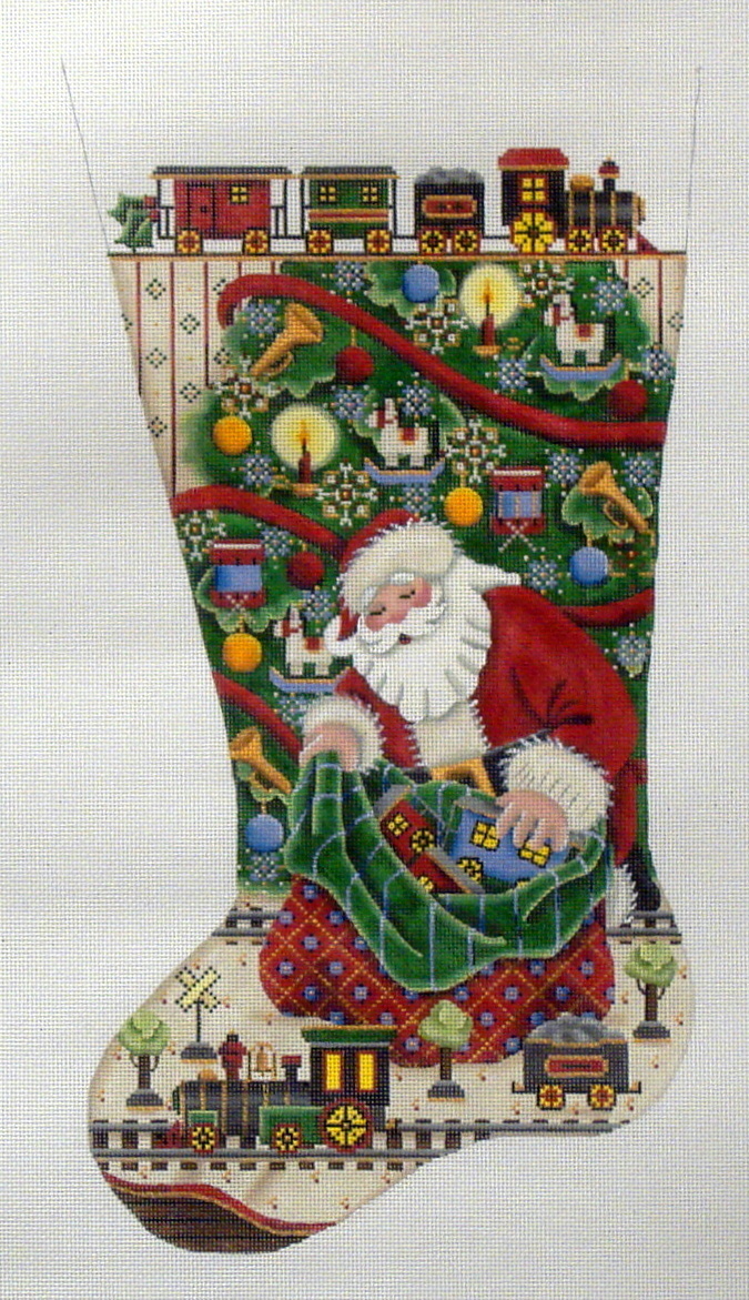 Trains for Christmas (handpainted by Rebecca Wood) 18*383A left