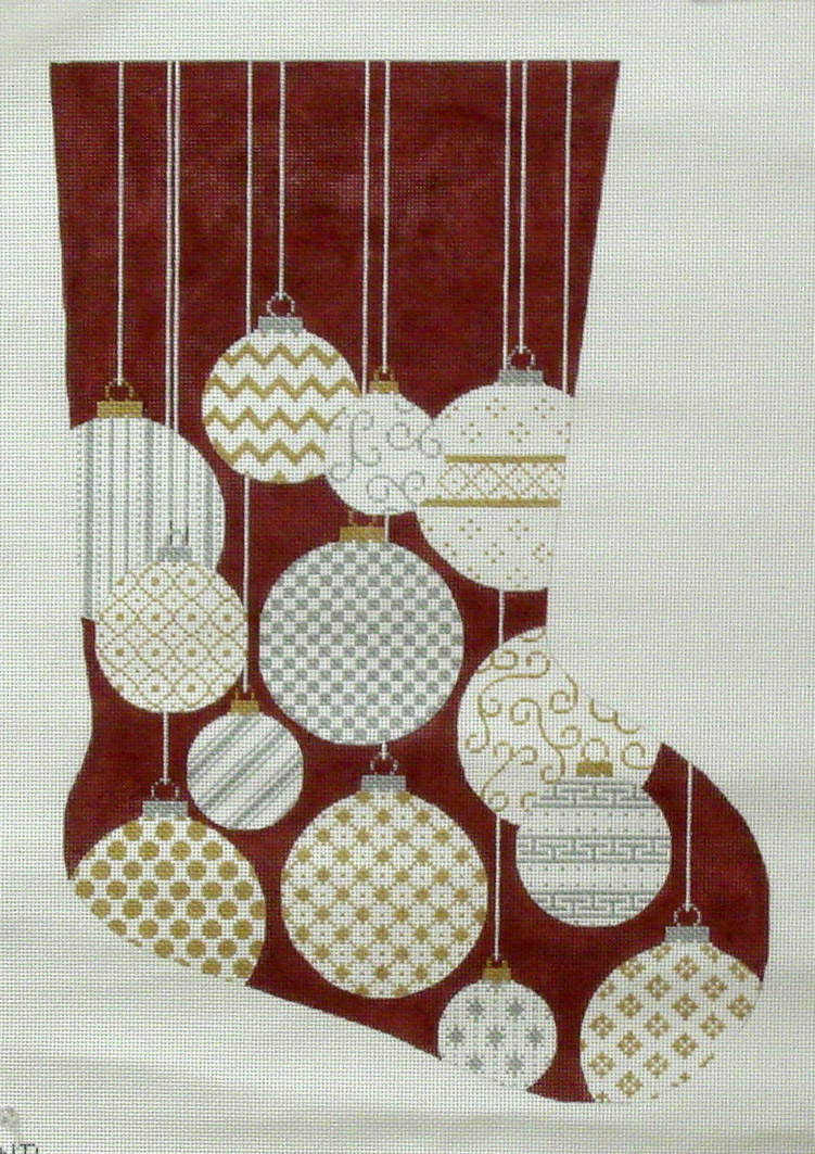 Gold & Silver Ornaments Stocking (JHandpainted by JP Needlepoint) 18*X-008