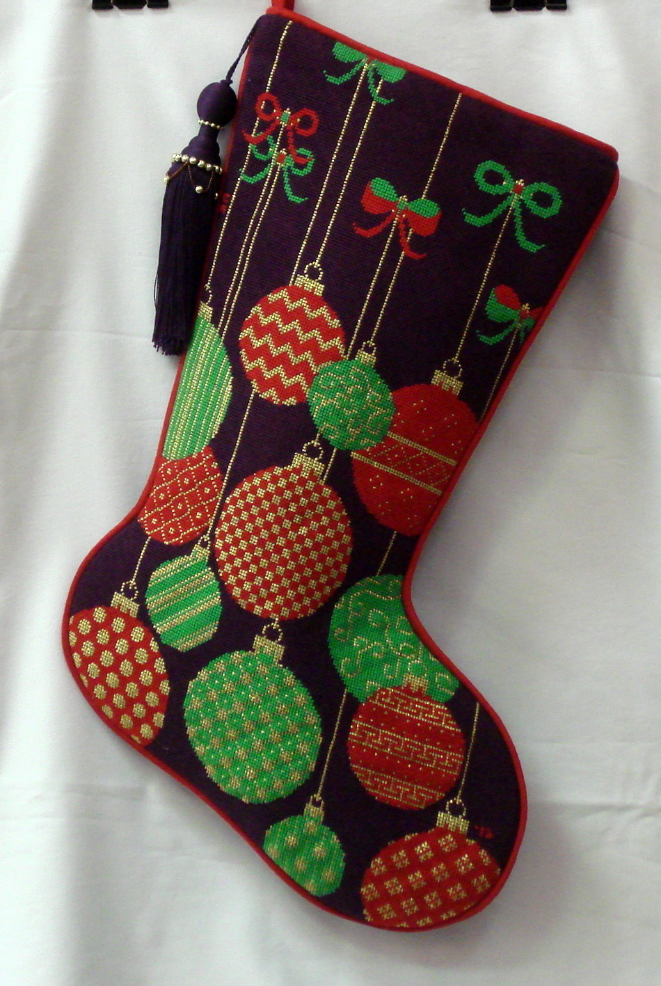 Gold & Silver Ornaments Stocking (JHandpainted by JP Needlepoint)