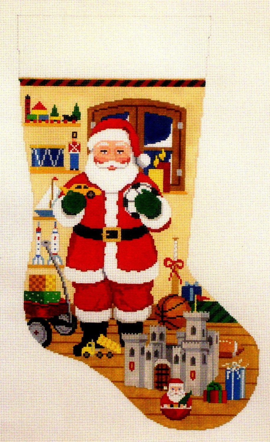 Santa with Castle Stocking (Hand Painted from Susan Roberts) Santa with Castle Stocking (Hand Painted from Susan Roberts)