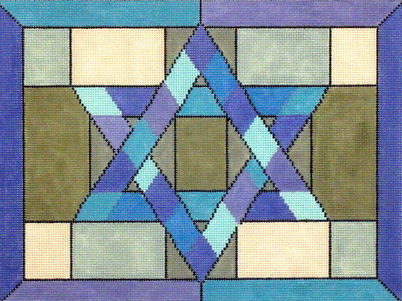 Mosaic Star Blue Tallis (Handpainted by Fleur de Paris) Mosaic Star Blue Tallis (Handpainted by Fleur de Paris)