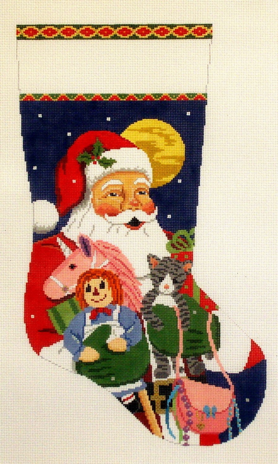 Santa with Kitten, Purse, Unicorn (Handpainted by Susan Roberts) Santa with Kitten, Purse, Unicorn (Handpainted by Susan Roberts)