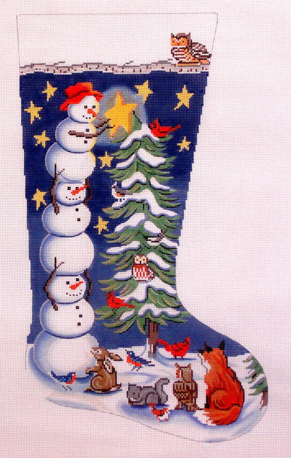Tree Trimming Snowman Stocking (Handpainted by Alice Peterson) Tree Trimming Snowman Stocking (Handpainted by Alice Peterson)