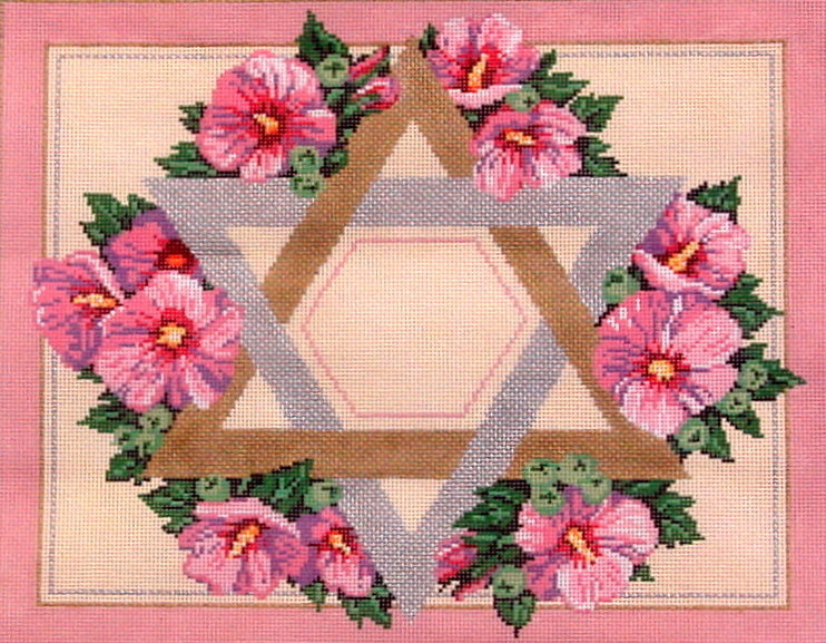 Rose of Sharon Tallis (Hand Painted Needlepoint by Fleur de Paris) 18*14-276