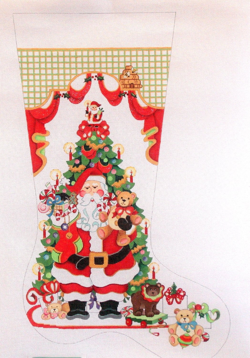 Santa in Front of Tree with Teddy Bears (handpainted from Strictly Christmas) Santa in Front of Tree with Teddy Bears (handpainted from Strictly Christmas)