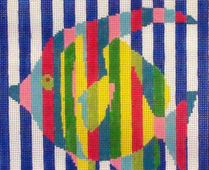Fish Stripes (handpainted by Two Sisters) 18*NPSQ-10
