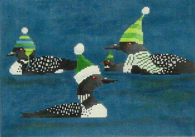 3 Loons (Hand painted needlepoint canvas by Scott Church from CBK Designs)) 18*SC-PL-48
