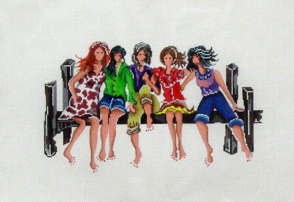 5 girlfriends, includes stitch guide (Handpainted by Patti Mann) 5 girlfriends, includes stitch guide (Handpainted by Patti Mann)