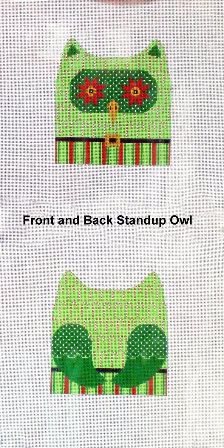 Christmas Hooter w/ Candy Canes, Front & Back (Handpainted needlepoint canvas from JP Needlepoint) Christmas Hooter w/ Candy Canes, Front & Back (Handpainted needlepoint canvas from JP Needlepoint)