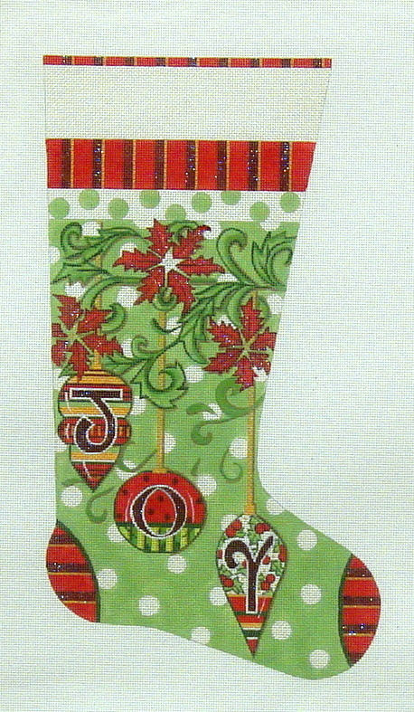 "JOY" Christmas Stocking (handpainted by Alice Peterson) 18*2135