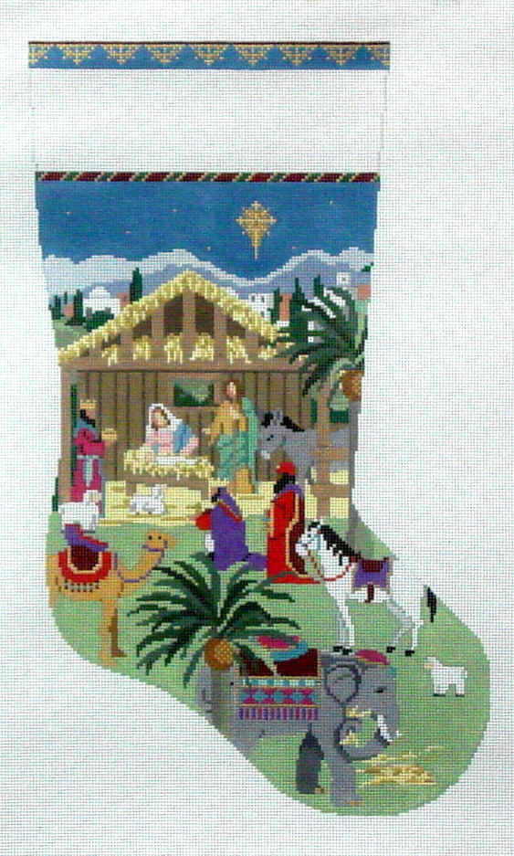 Nativity Stable Stocking (handpainted by Susan Roberts) 18*0198
