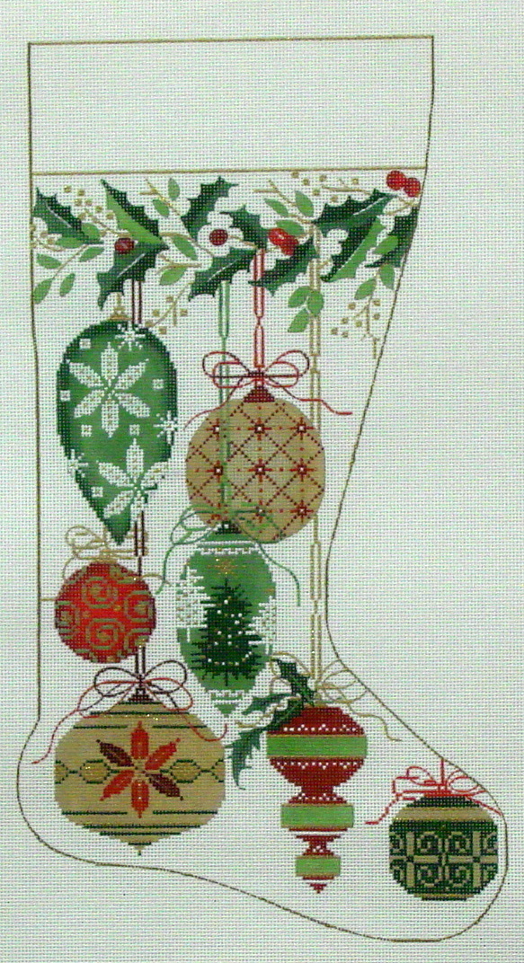 Natural Color Ornaments Stocking (handpainted by Alice Peterson) 18*2578