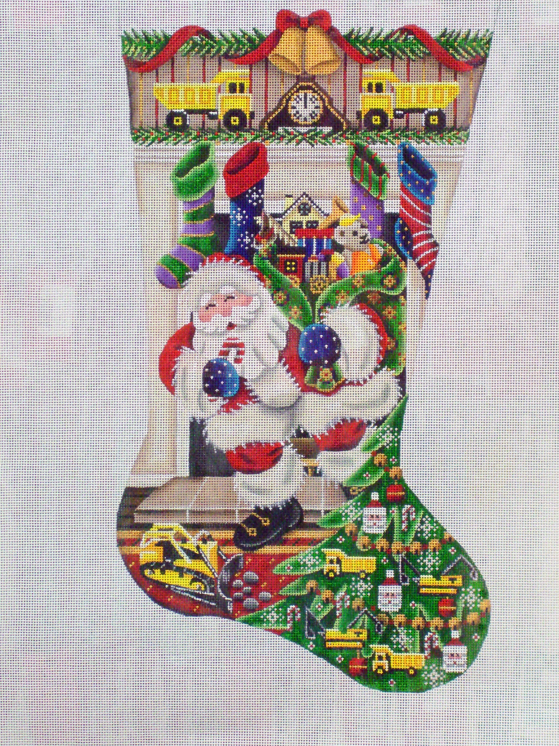 Out of the Fireplace Construction Toys Stocking (handpainted by Rebecca Wood) 18*386C
