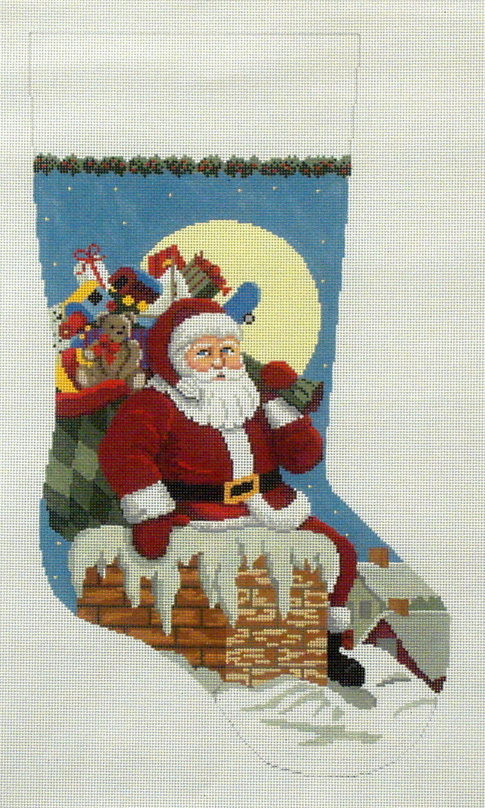Santa Down the Chimney, Boy (handpainted by Susan Roberts) 18*193