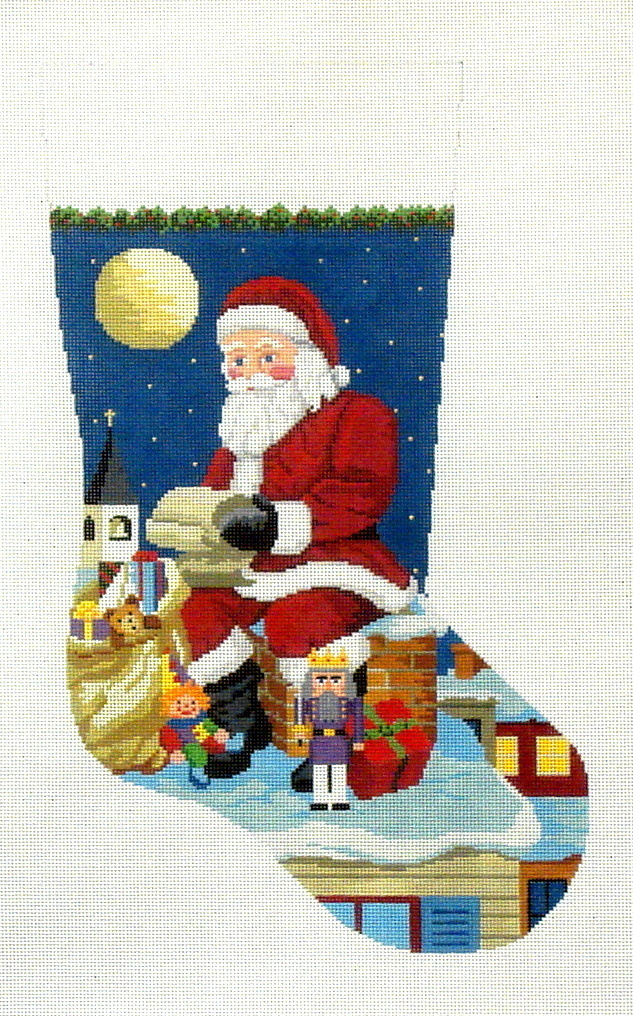 Santa Reading List On Chimney (handpainted by Susan Roberts) 18*0120