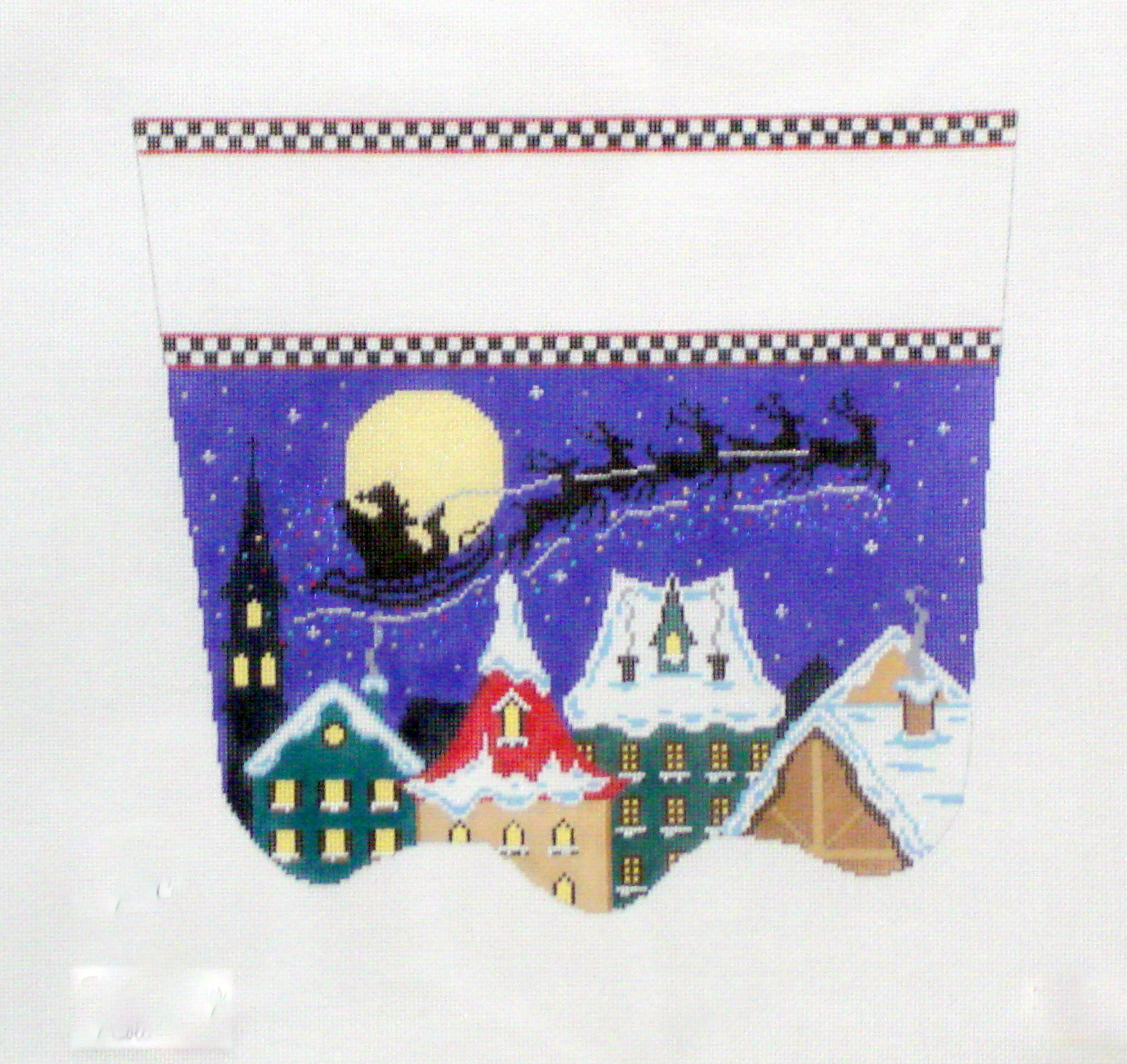 Santa's Midnight Ride Stocking Cuff (handpainted from The Meredith Collection) 18*XC-32