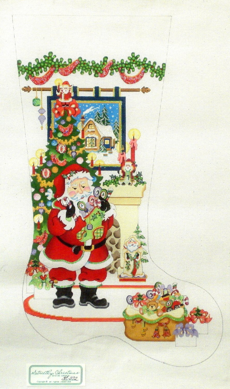 Santa with Fireplace and Tapestry (Handpainted by Strictly Christmas) Santa with Fireplace and Tapestry (Handpainted by Strictly Christmas)