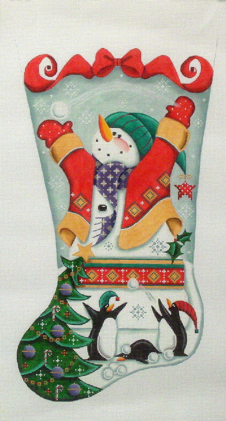 Snowmen and Penguins (handpainted by Rebecca Woods) 18*1365B