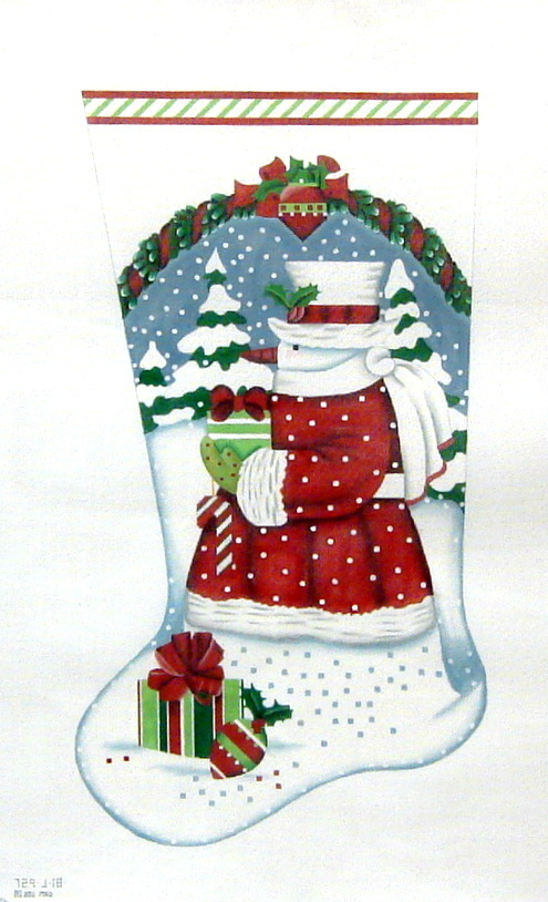 Snow Santa Stocking (handpainted by Melissa Shirley) 18*MLT-287