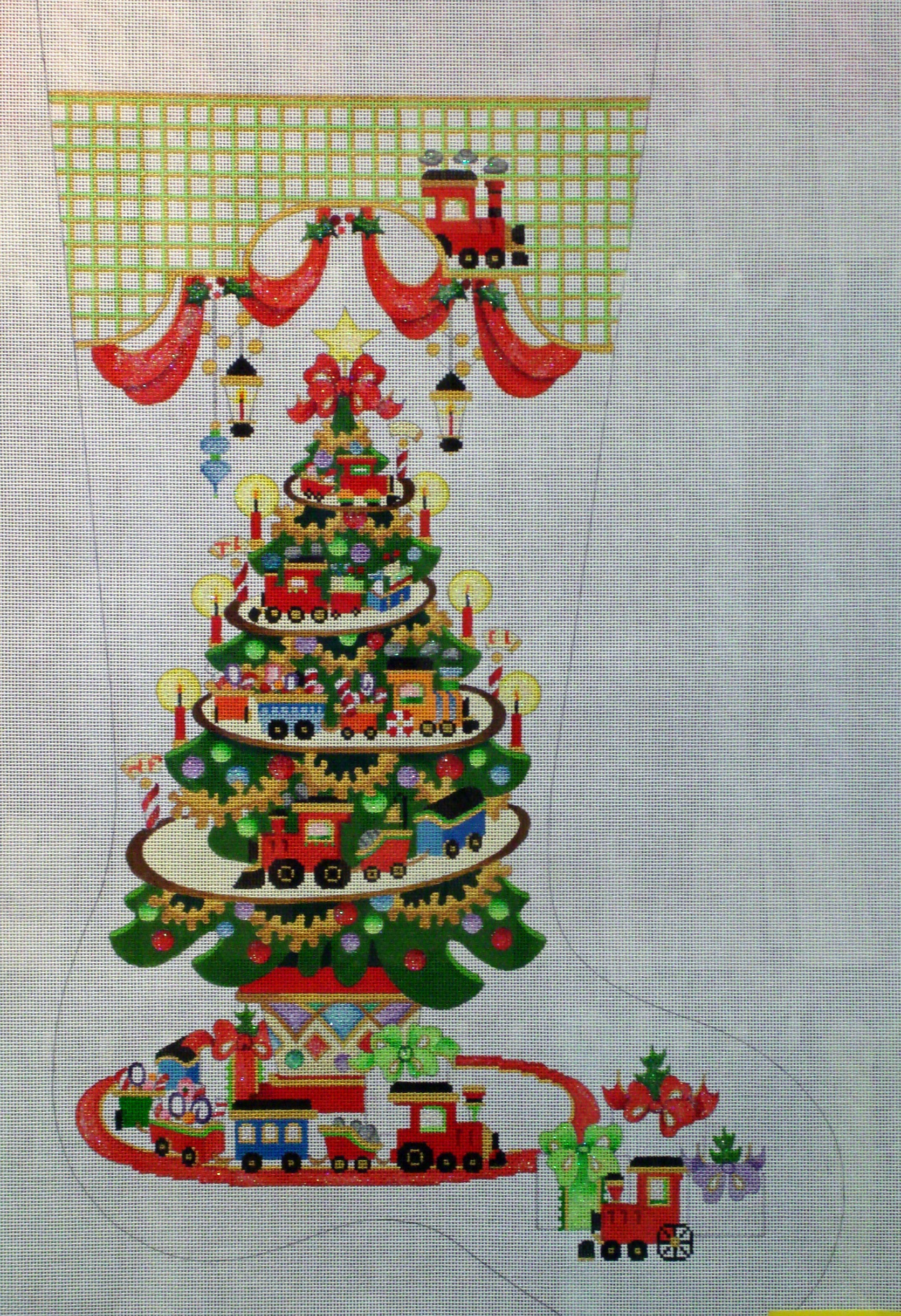 Transportation Tree Stocking (Handpainted by Strictly Christmas) 18*CS-147