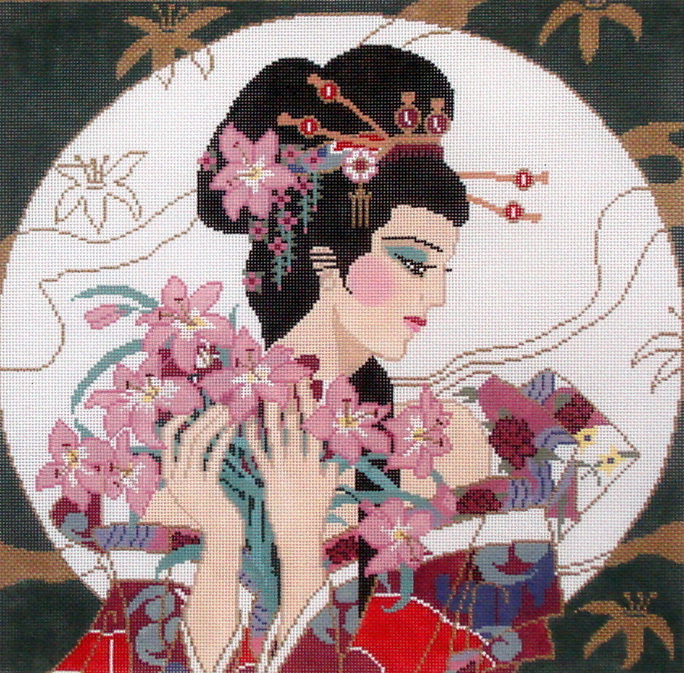 Geisha in the Moon (hand painted canvas by Sophia) Geisha in the Moon (hand painted canvas by Sophia)