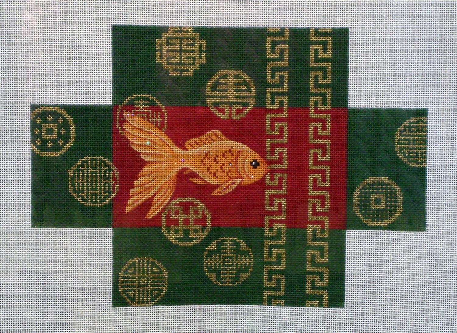 Goldfish & Coins Brick Cover (Handpainted by JP Needlepoint) Goldfish & Coins Brick Cover (Handpainted by JP Needlepoint)