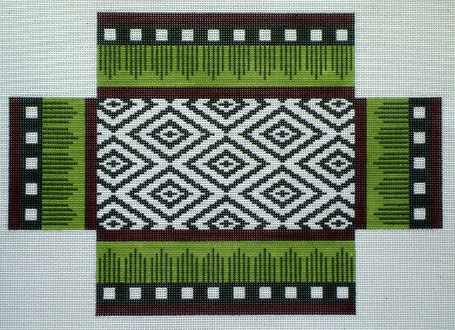 Burgundy & Brown Ikat Brick Cover (Handpainted by JP Needlepoint) Burgundy & Brown Ikat Brick Cover (Handpainted by JP Needlepoint)