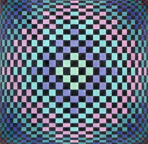 Checker Illusion Square (Hand painted by Susan Roberts Designs) Checker Illusion Square (Hand painted by Susan Roberts Designs)