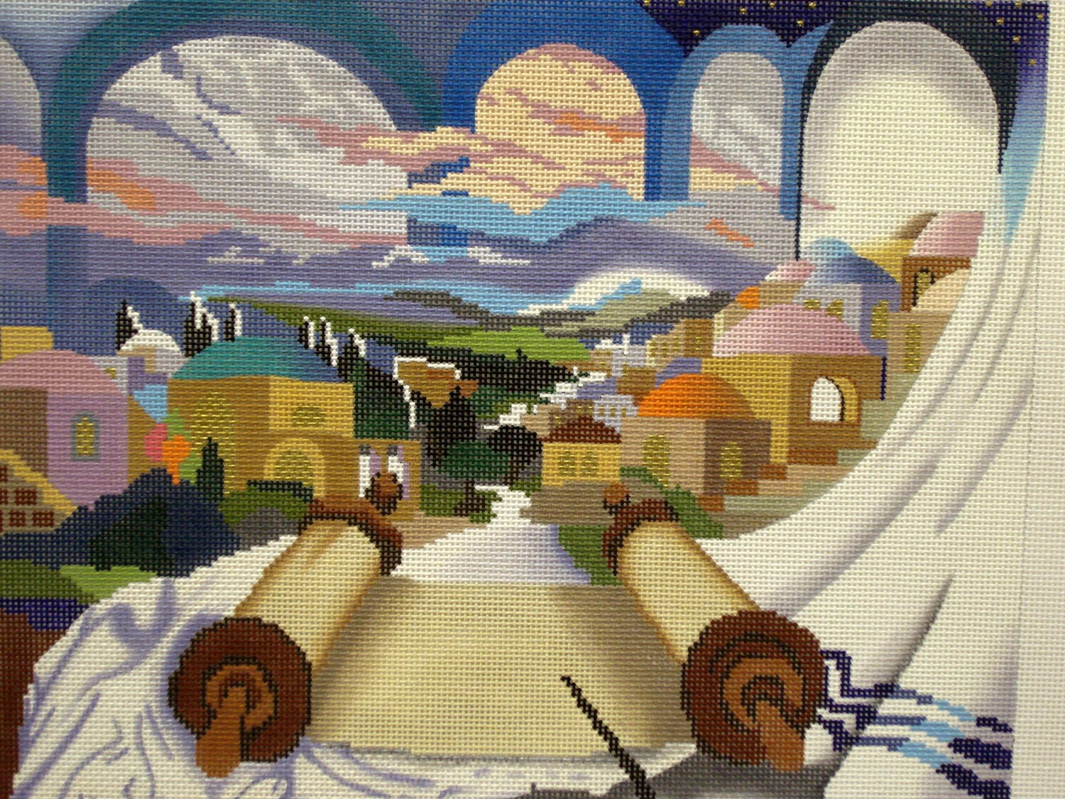 Touch of Torah Tallis Bag (Handpainted by Julia's Needlework) Touch of Torah Tallis Bag (Handpainted by Julia's Needlework)