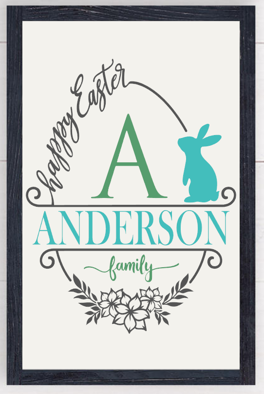 Framed Happy Easter personalized Farmhouse Sign 00001
