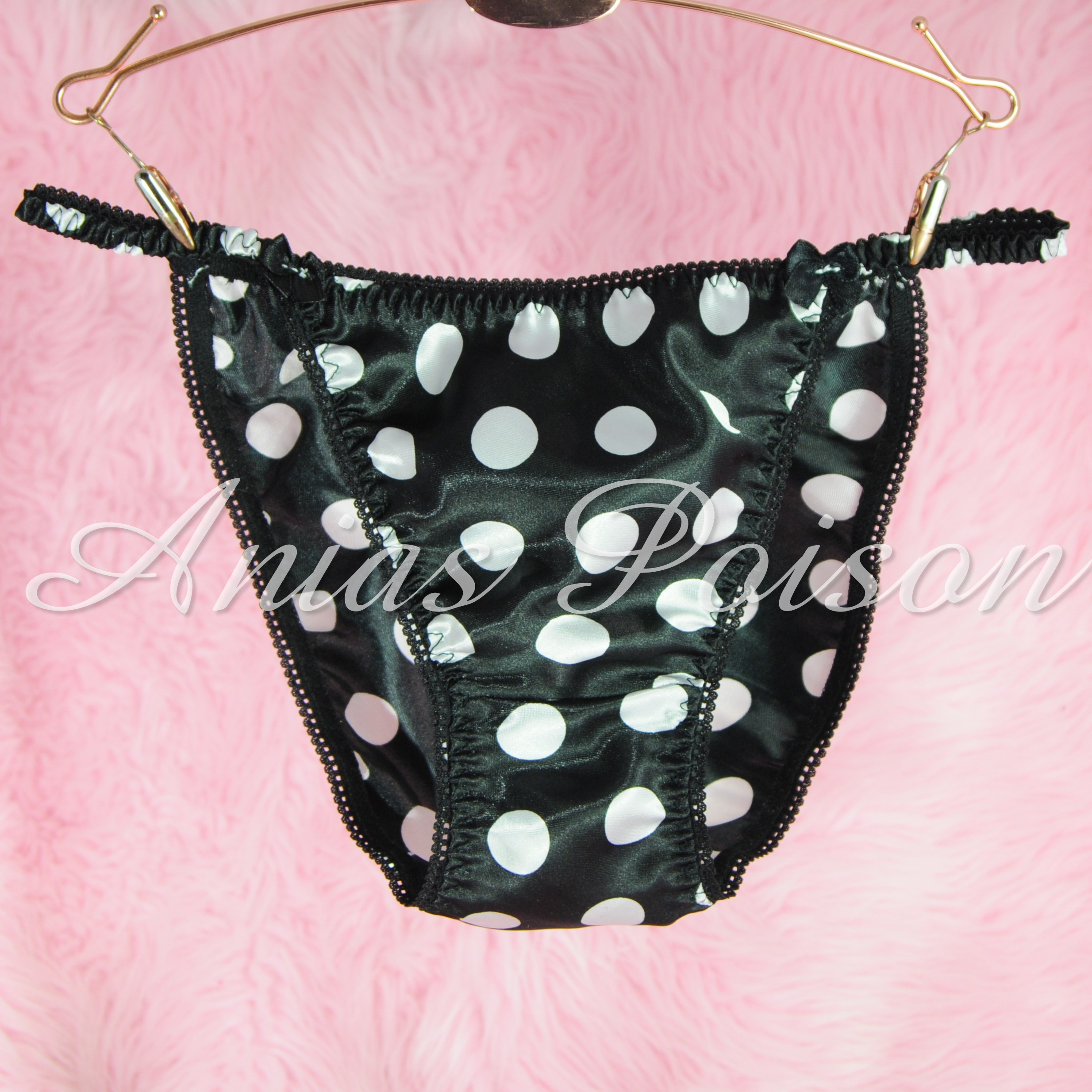 Vintage Style Prints wetlook ladies sissy satin panties String bikini size S-XXL