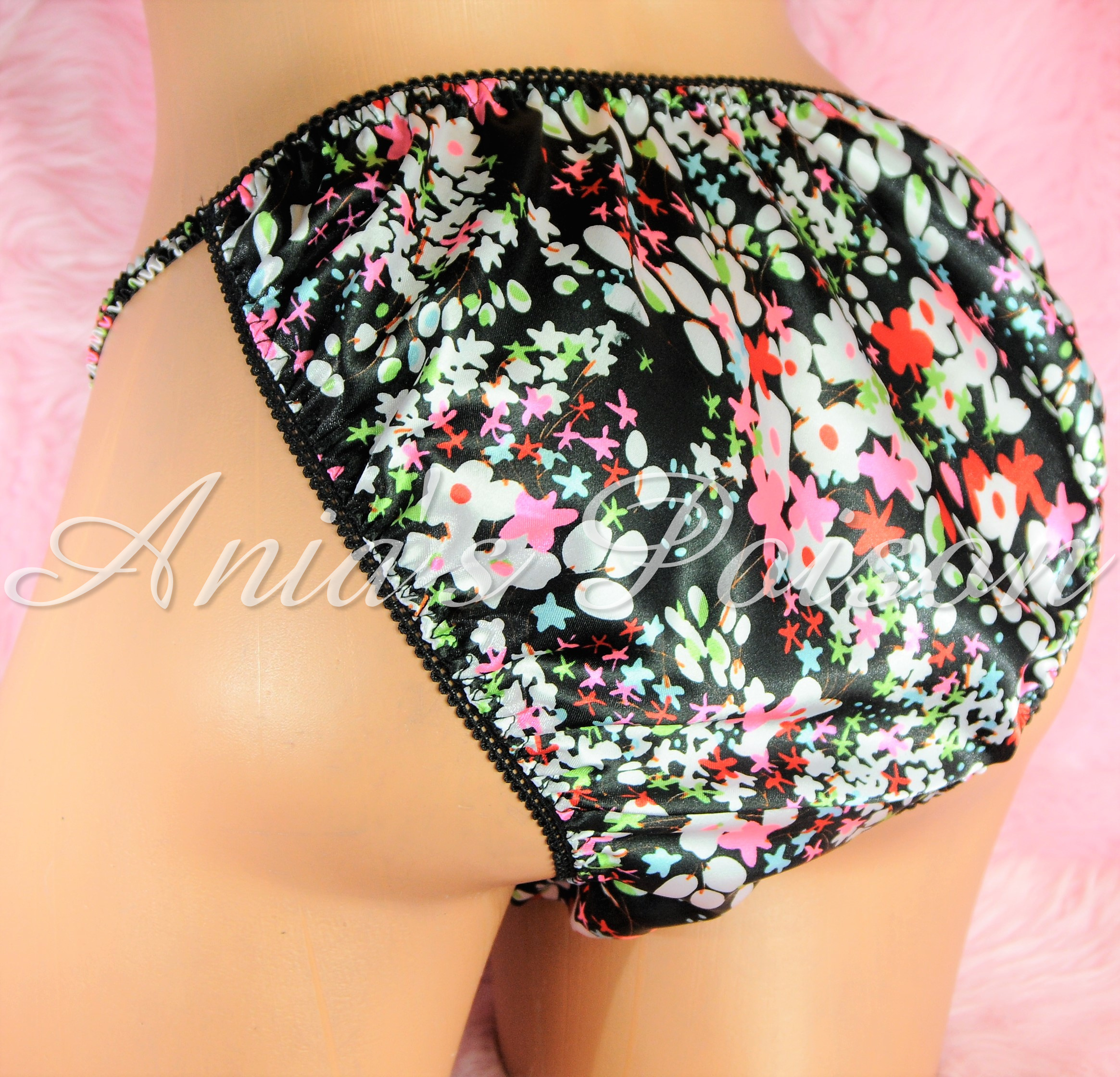Sissy Silky Mens Satin Panties in Floral pastel new Spring Print String bikini underwear
