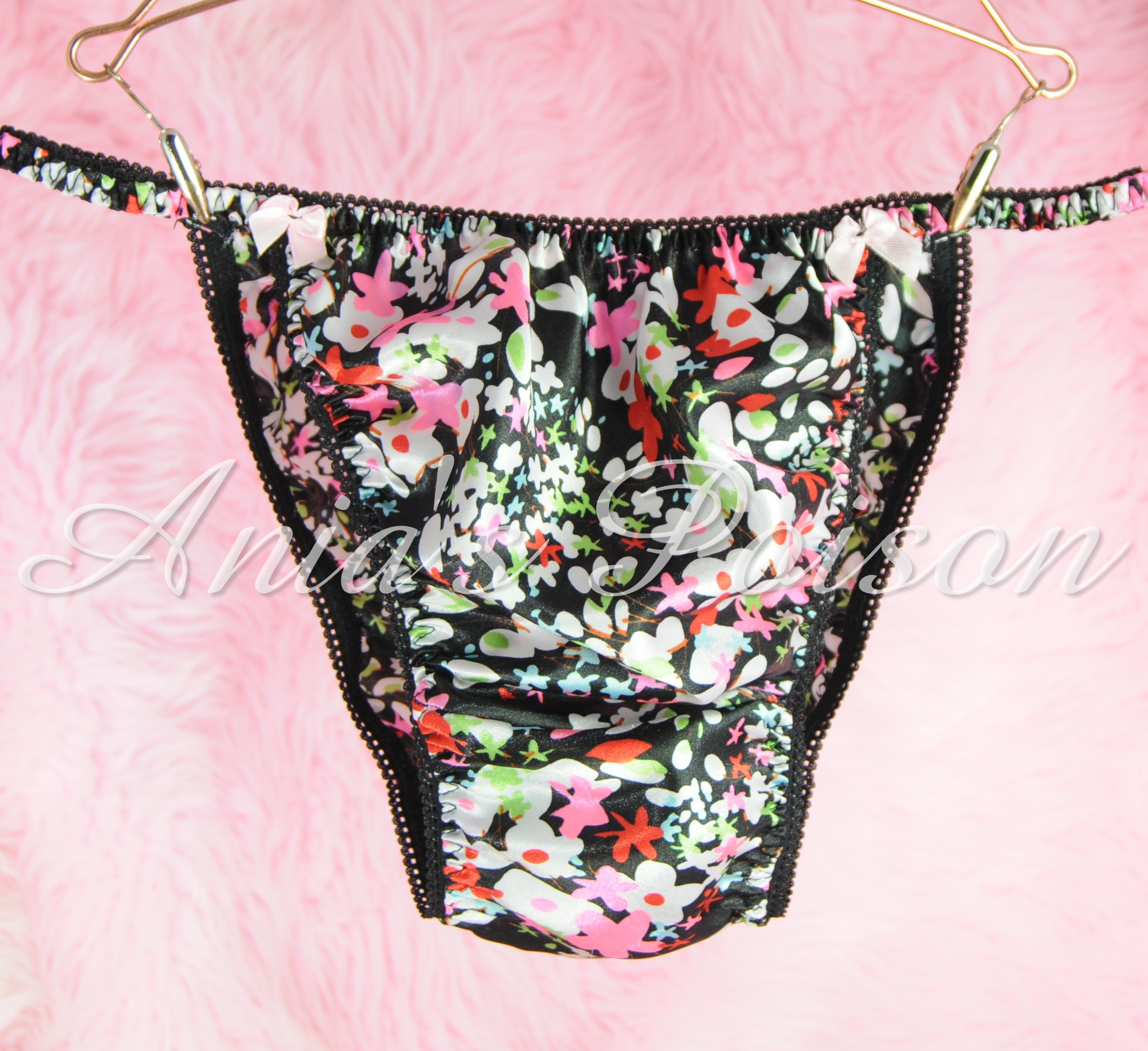 Sissy Silky Mens Satin Panties in Floral pastel new Spring Print String bikini underwear