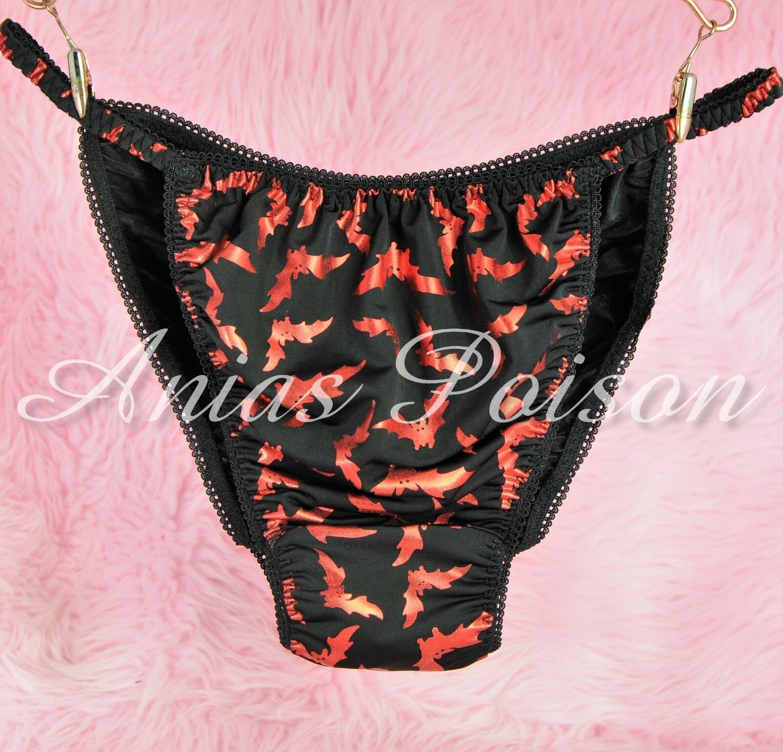 Spandex super stretch Foil Black Red Bats mens Sissy panties HALLOWEEN COLLECTION! S- XXL 00230
