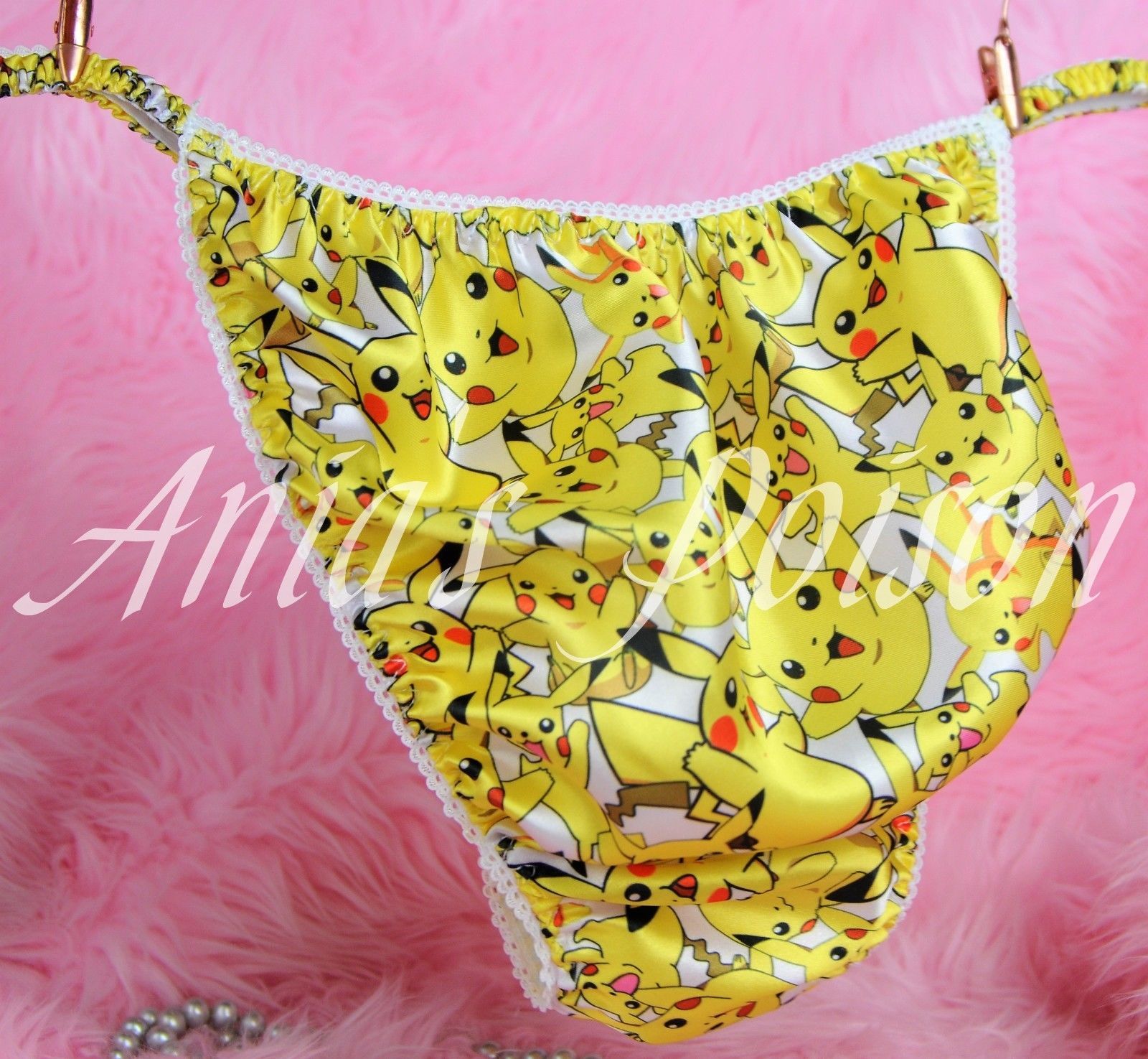 Ania's Poison MANties Pokemon Pikachu Character Print Super Rare 100% polyester string bikini sissy mens underwear panties 00242