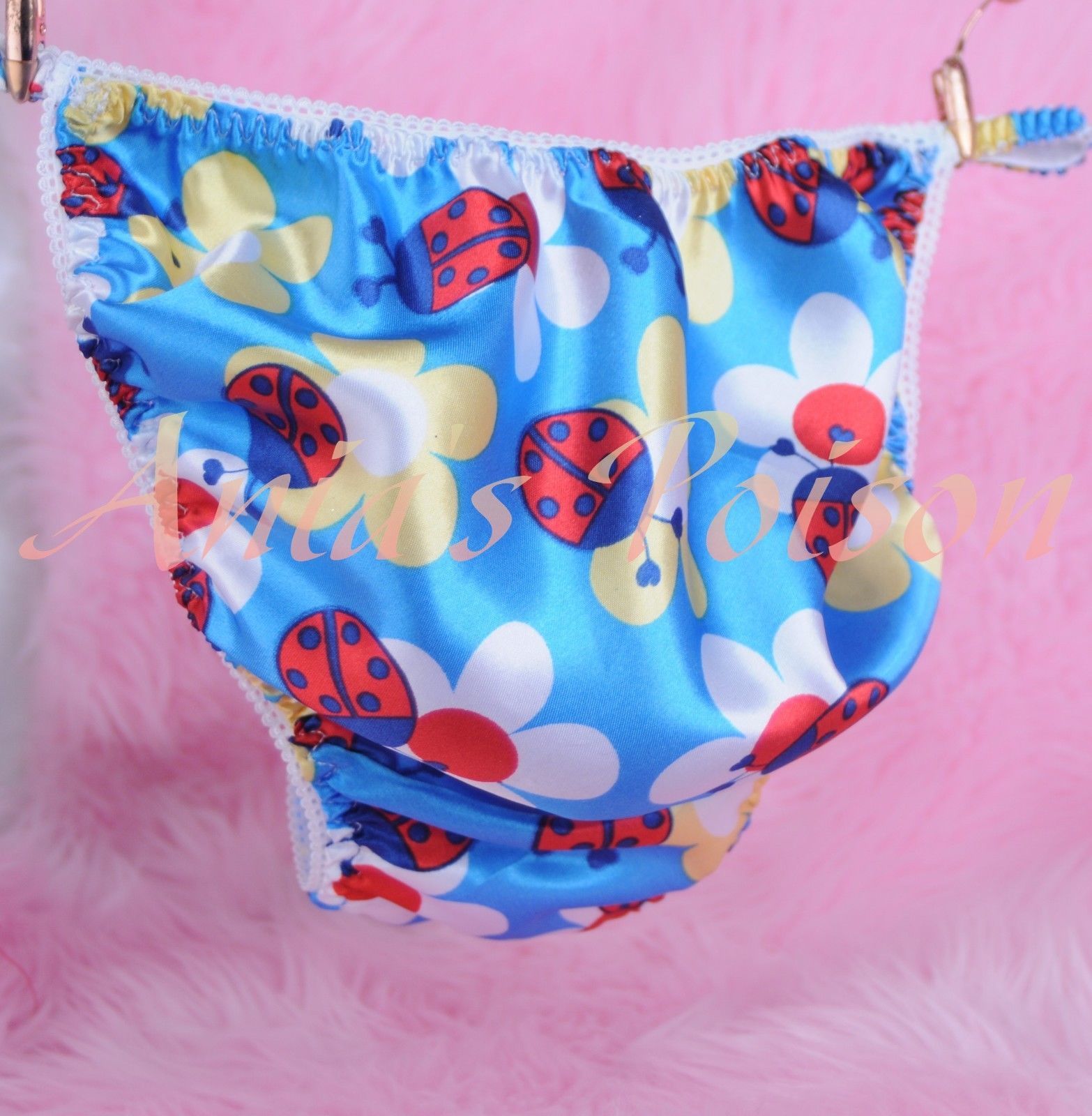 Floral Spring Lady Bug cartoons Rare 100% polyester string bikini sissy mens underwear panties