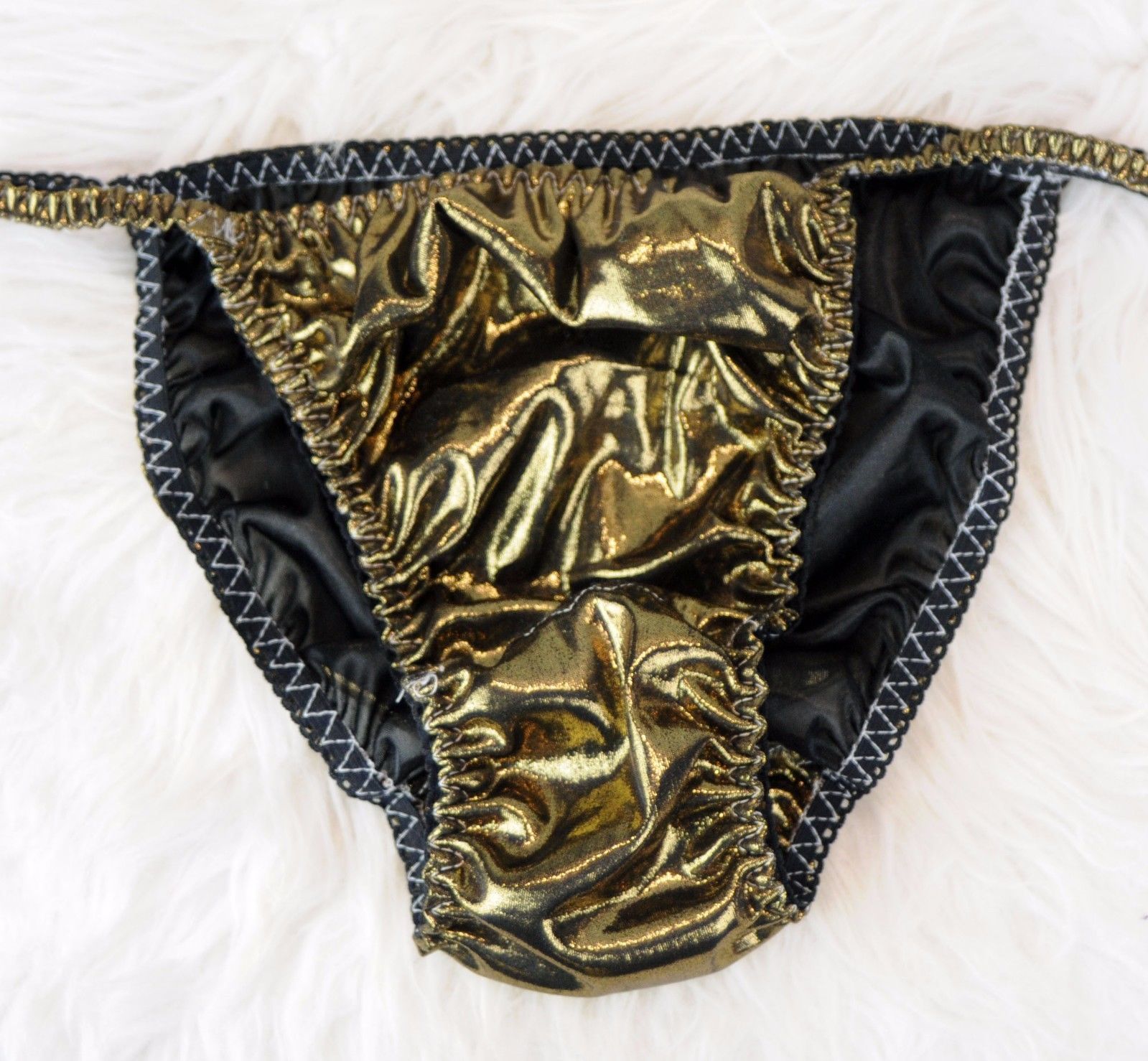 Anias Poison MANties Bronze Like metallic Gold shiny FOIL string bikini sissy mens Dancer panties