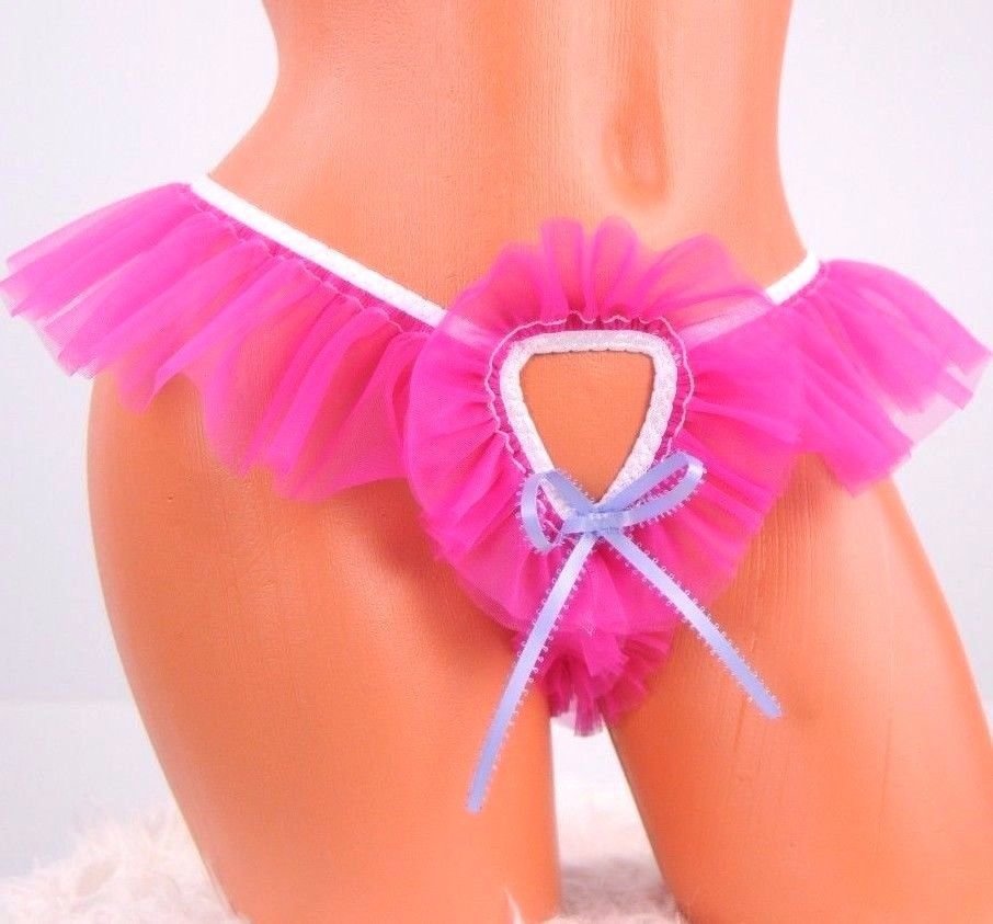 SISSY MANties Humiliation fetish Super frilly sissy Chastity belt decorator open hole open butt Slave panties knickers OS