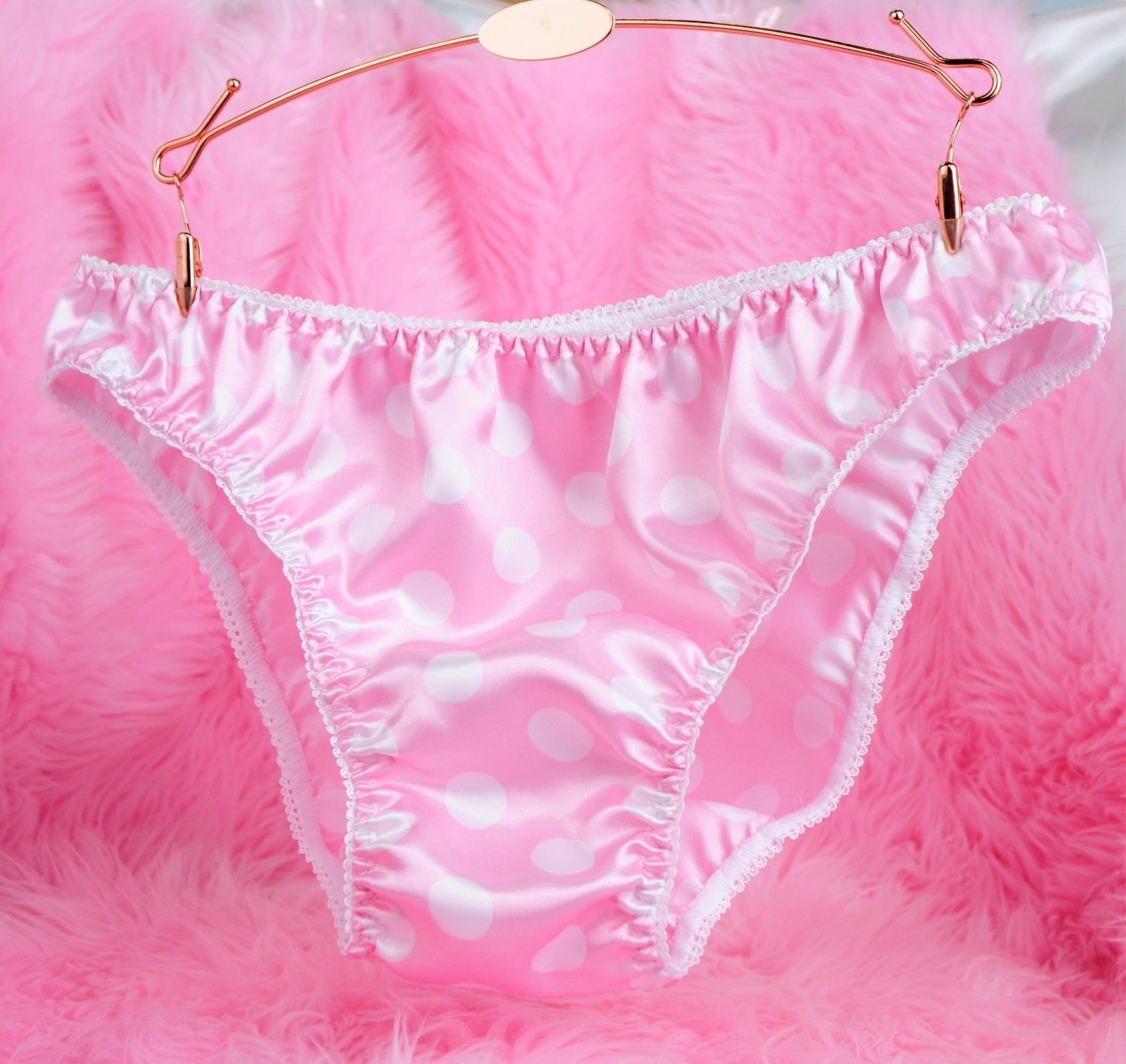 Anias Poison Full Solid color bikini cut Frilly Lace trim Soft satin lined SISSY panties for men MANTIES sz S - XXL