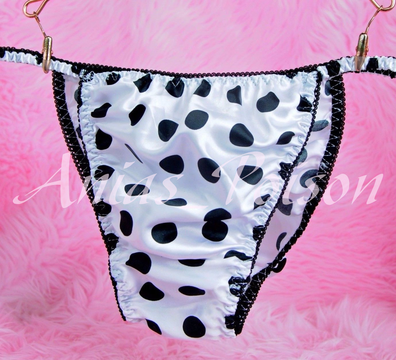 Ania's Poison MANties S - XXL Polka Dot shiny Rare 100% polyester string bikini sissy mens underwear panties 00143