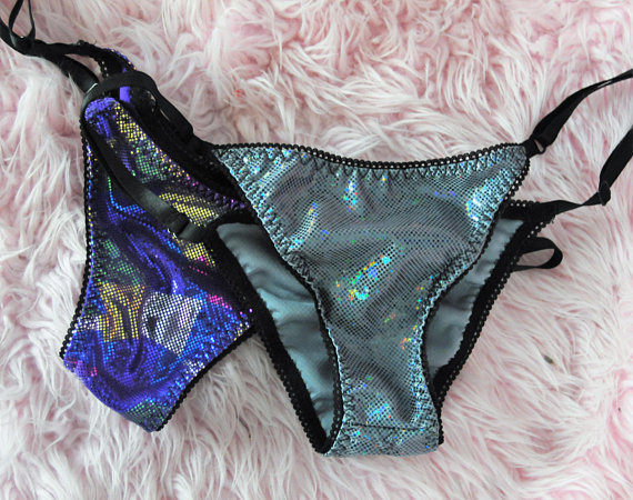 Ania's Cheeky SPANDEX SPARKLE naughty Brazilian Exotic dancer stripper panties with adjustable sides!