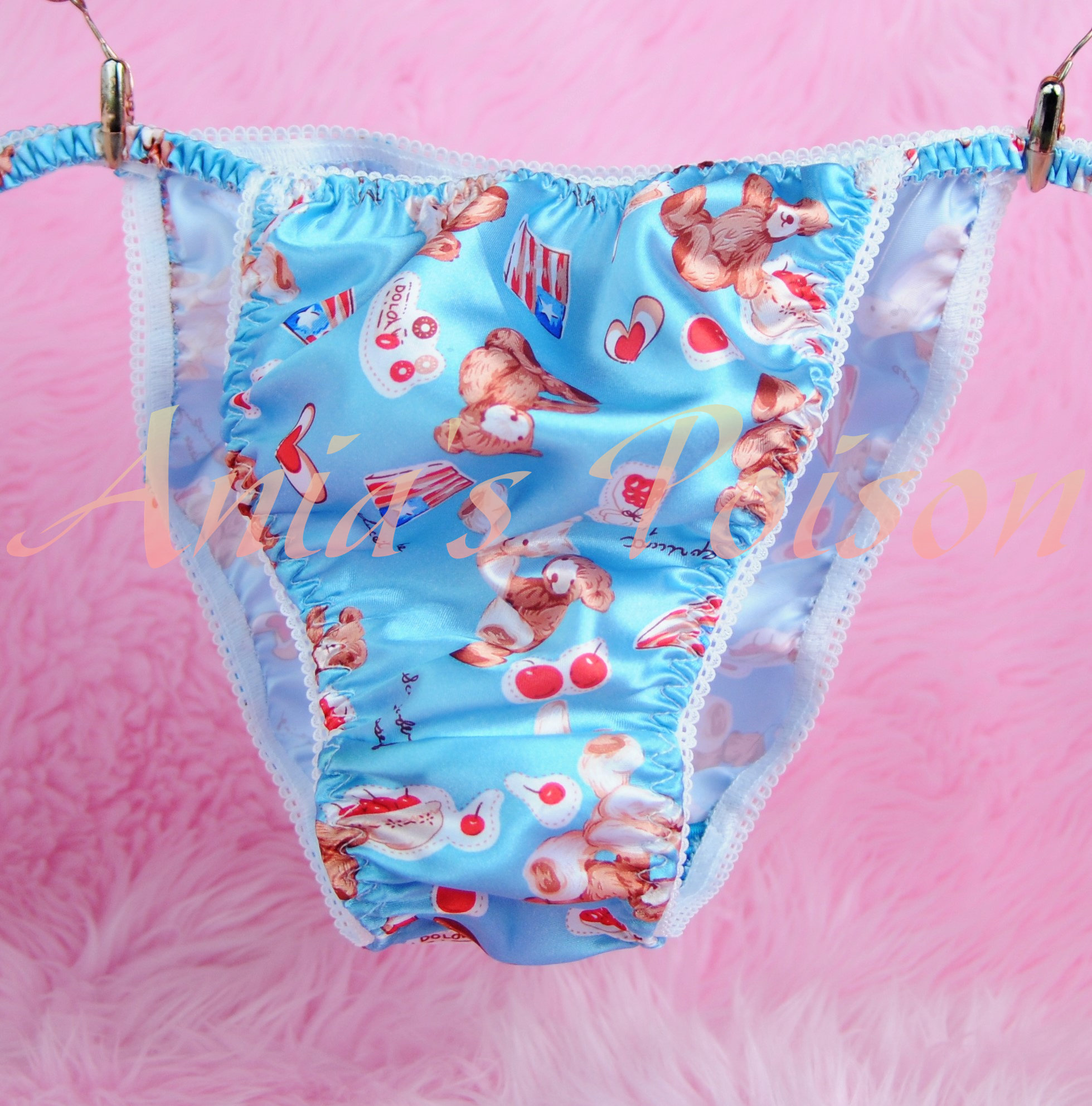 Ania's Poison MANties S - XXL Bears and Elephants cartoons Rare 100% polyester string bikini sissy mens underwear panties