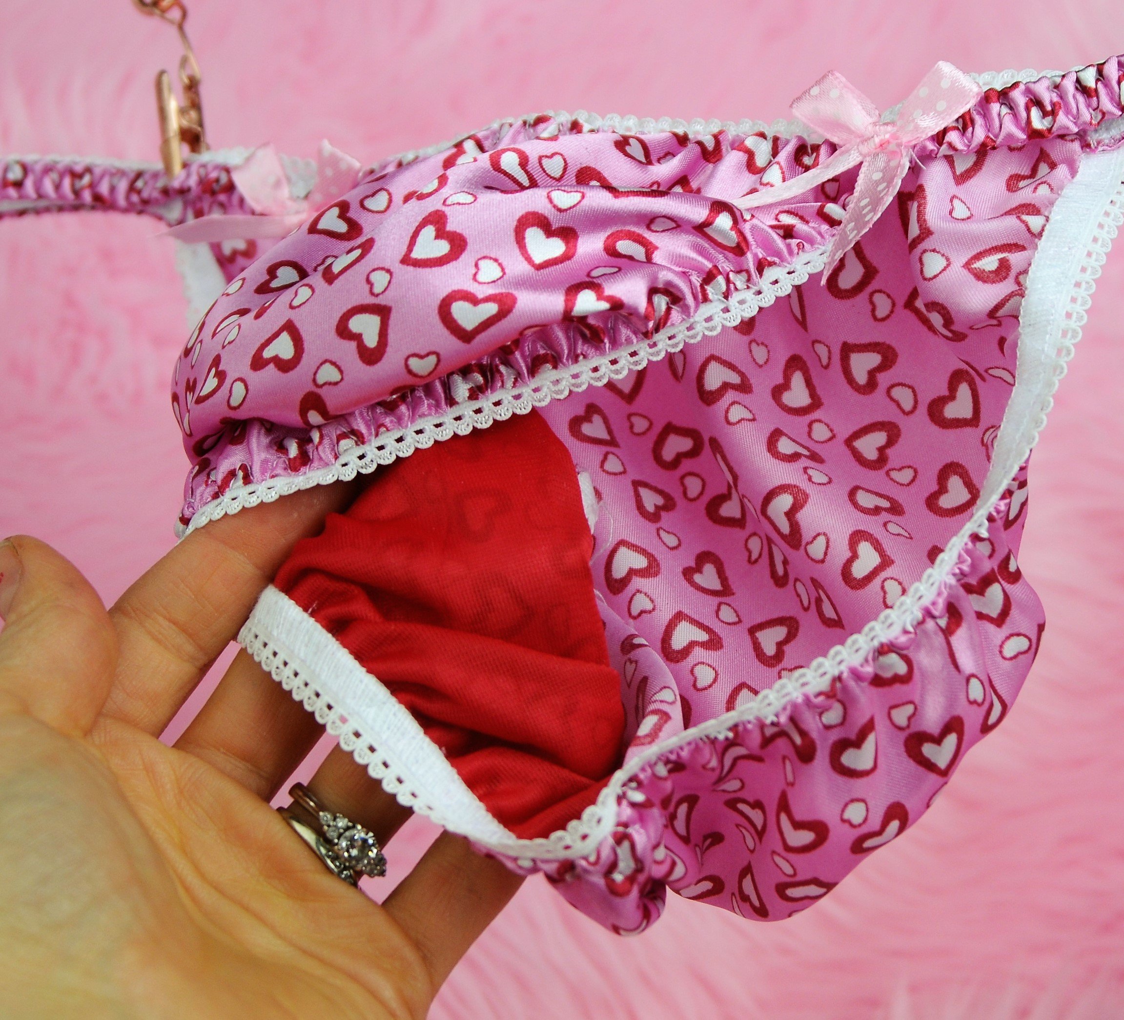 Ania's Poison MANties S - XXL Valentine's Day hearts Pink or Red 100% polyester string bikini sissy mens underwear panties