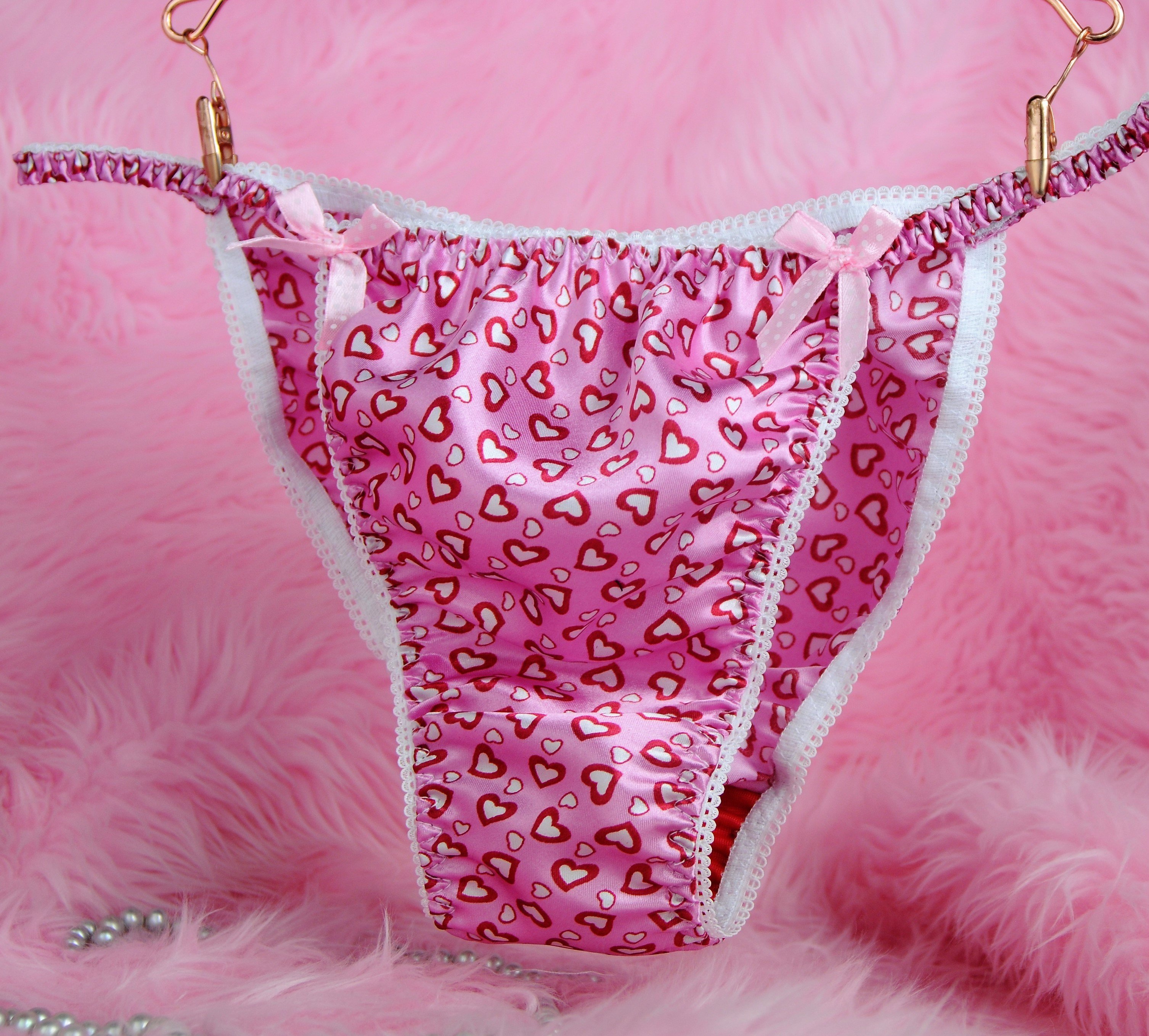 Ania's Poison MANties S - XXL Valentine's Day hearts Pink or Red 100% polyester string bikini sissy mens underwear panties 00153