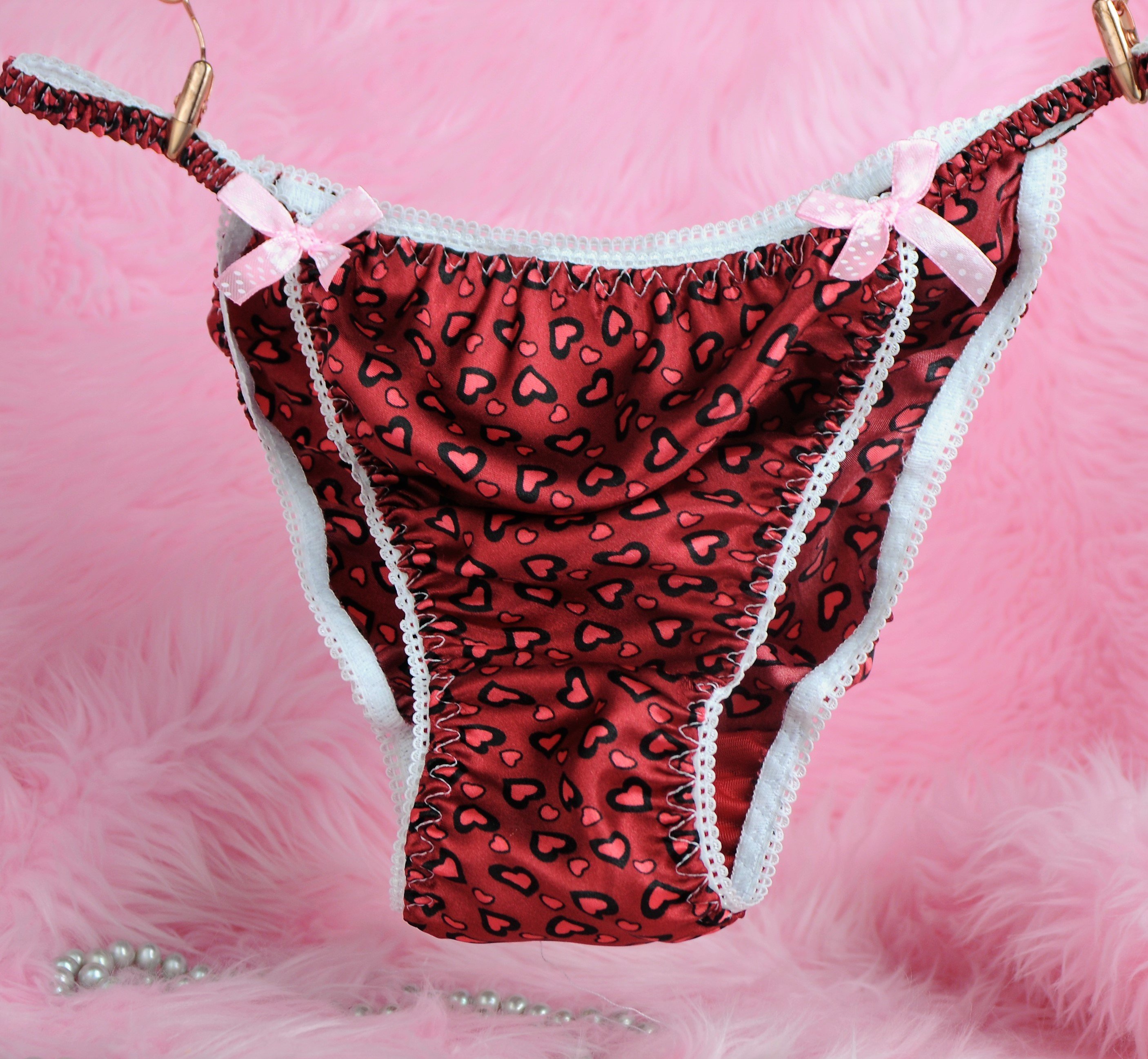 Ania's Poison MANties S - XXL Valentine's Day hearts Pink or Red 100% polyester string bikini sissy mens underwear panties