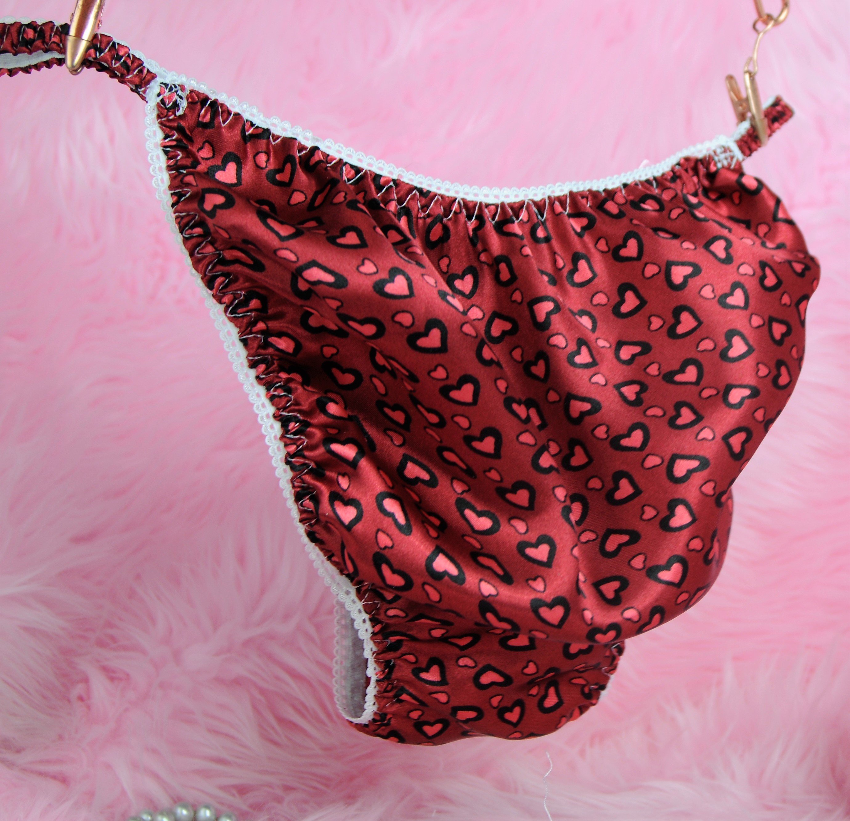 Ania's Poison MANties S - XXL Valentine's Day hearts Pink or Red 100% polyester string bikini sissy mens underwear panties