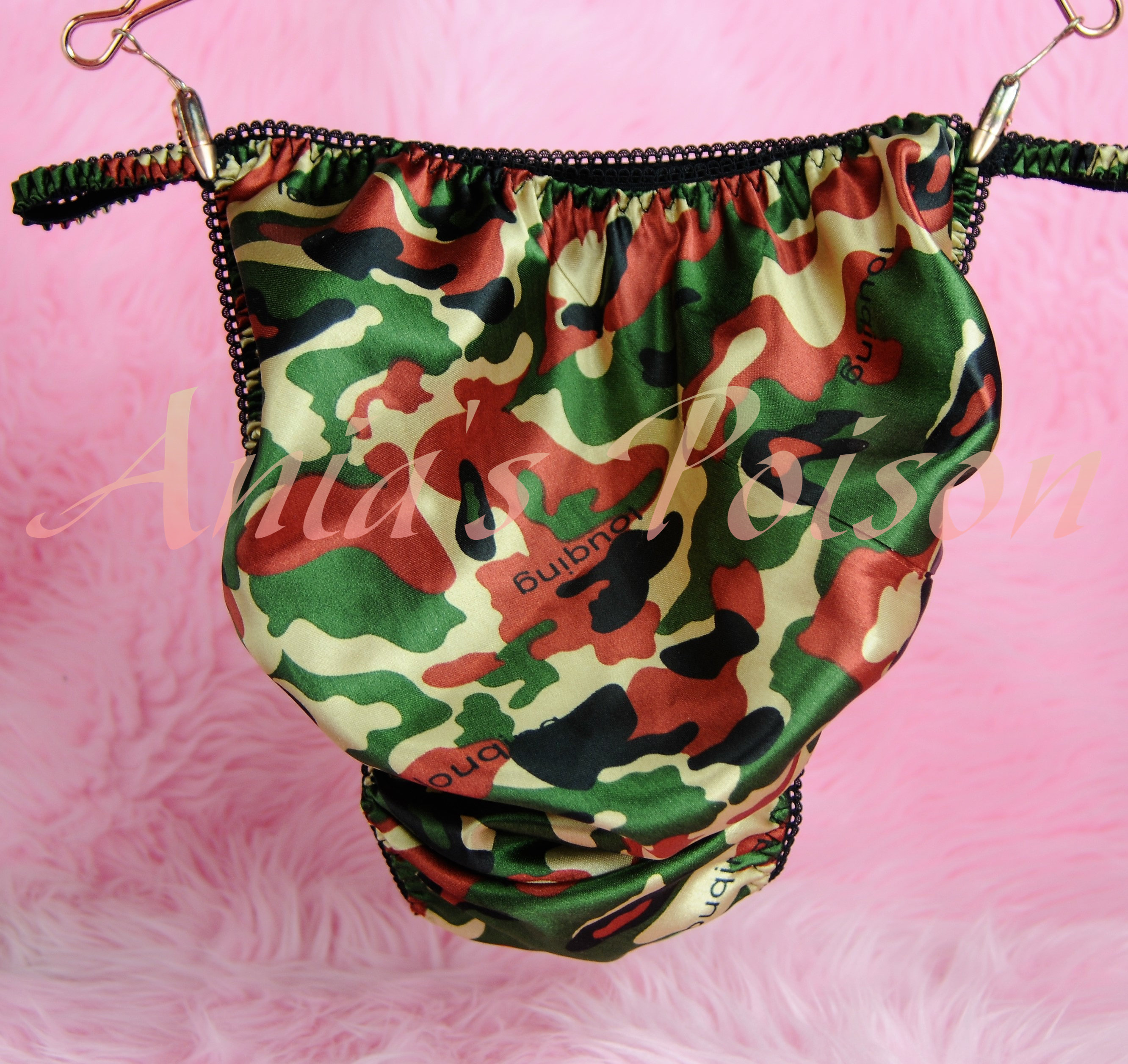 Ania's Poison MANties S - XXL Camo Print Army Green 100% polyester string bikini sissy mens underwear panties