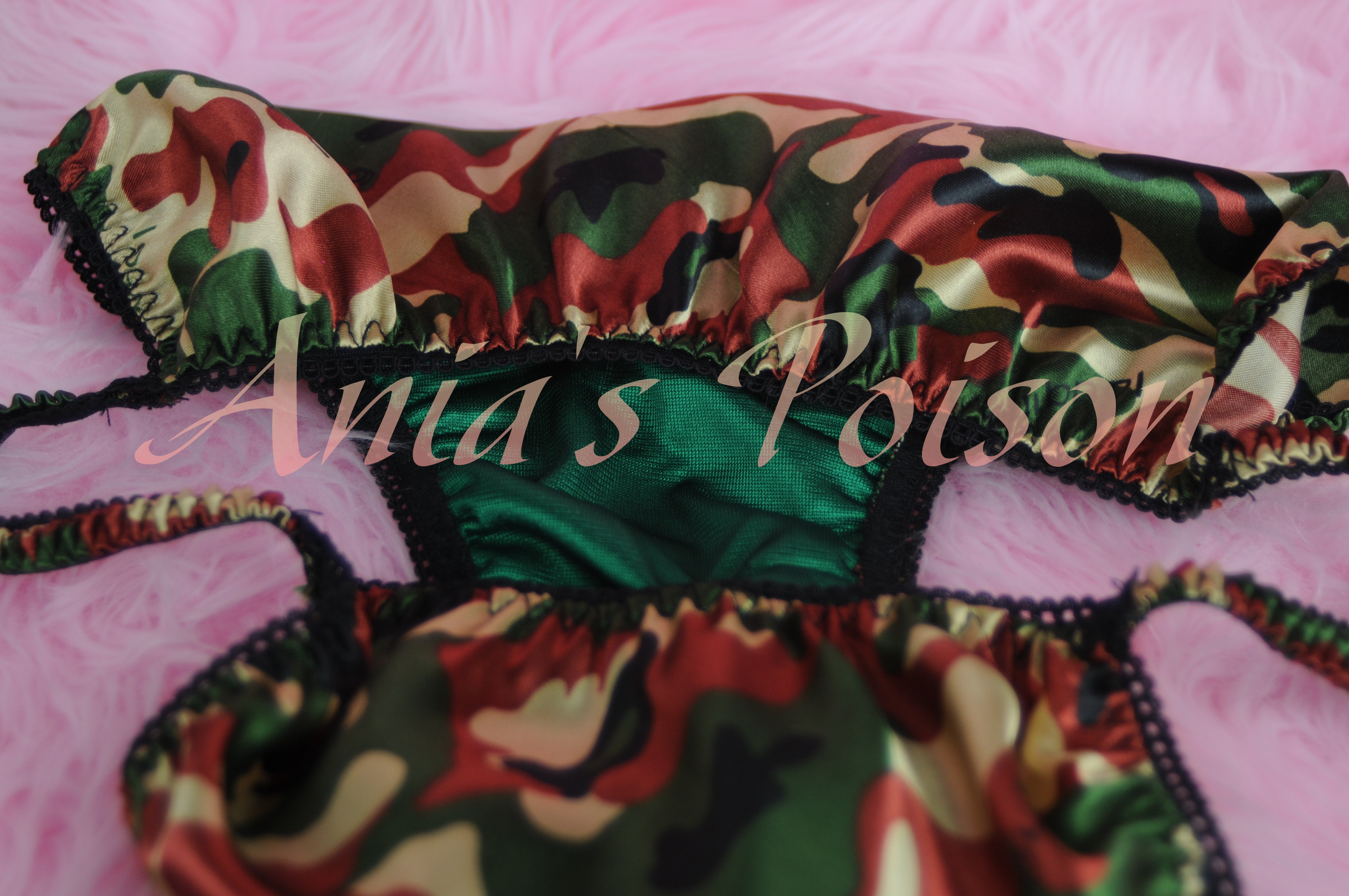 Ania's Poison MANties S - XXL Camo Print Army Green 100% polyester string bikini sissy mens underwear panties