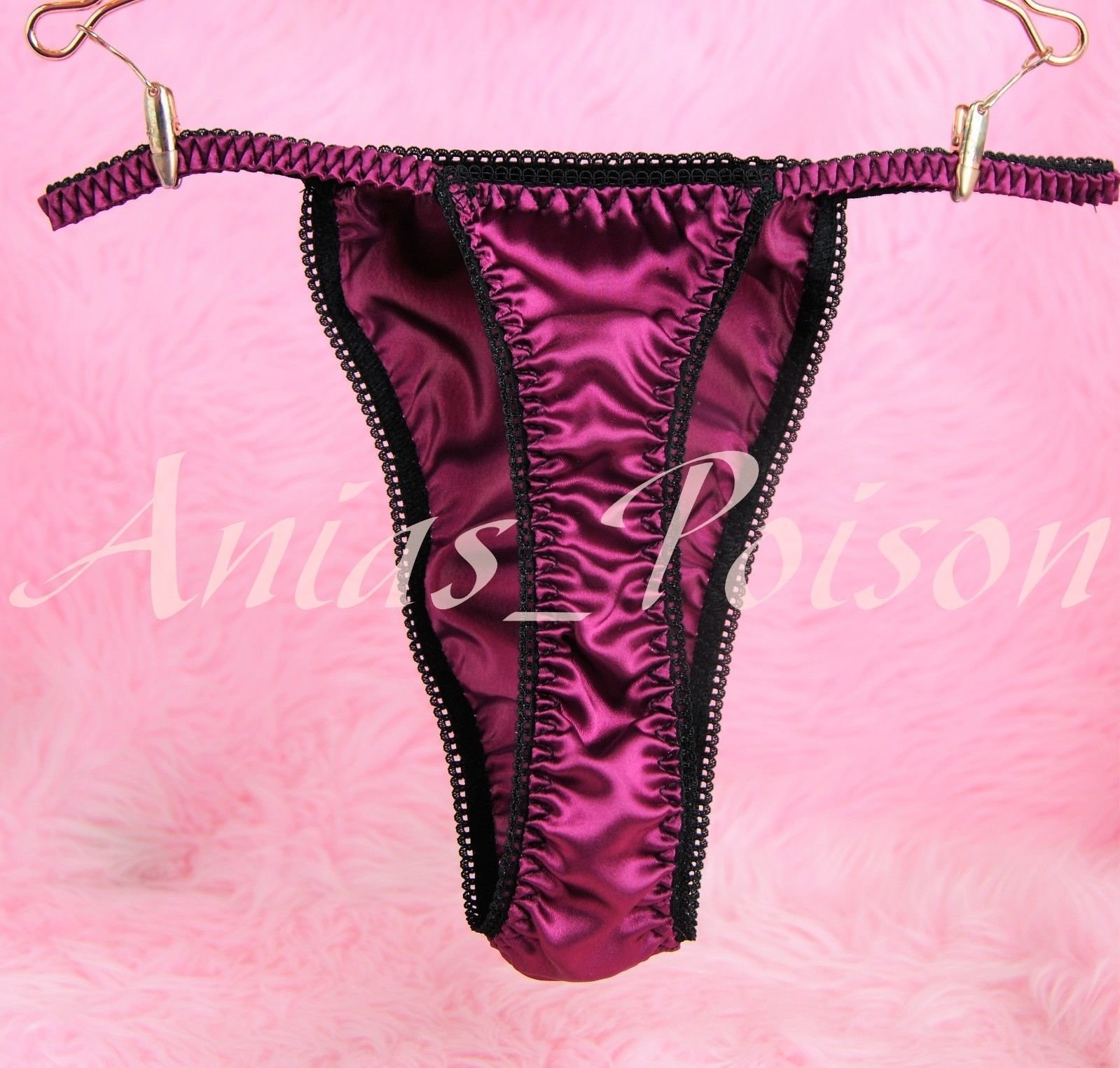 Ultimate Mens satin MANties little slave sissy pouch string side thong humiliation exotic satin panties OS